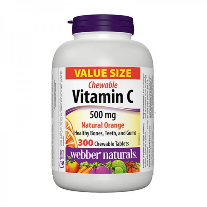 Supliment alimentar, Webber Naturals, Vitamina C, 500 mg, 300 tablete masticabile