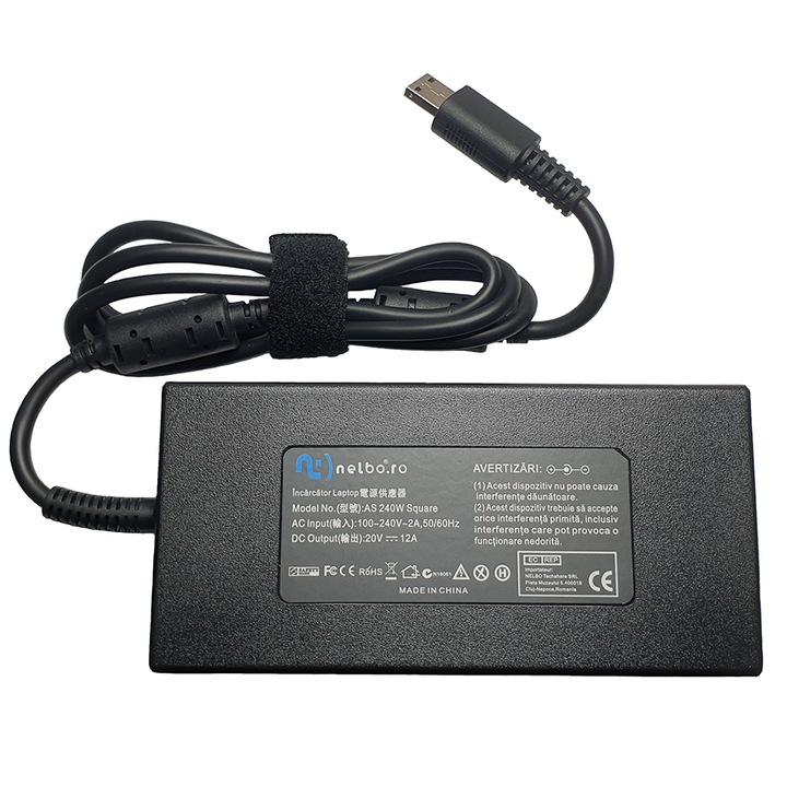 Incarcator laptop nelbo compatibil cu Asus MSI GE66, 240W, 20V, 12A, mufa USB dreptunghiulara cu pin