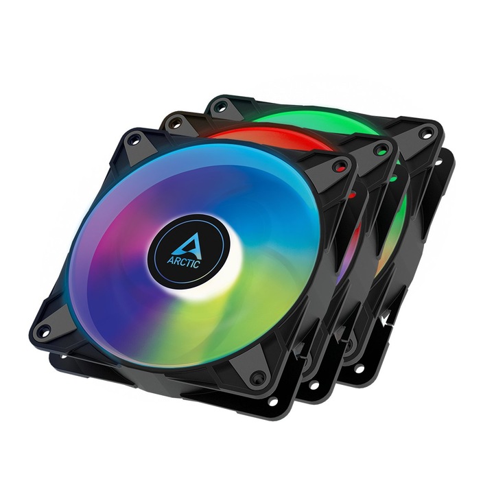 К-кт вентилатори за компютър Arctic P12, PWM PST, ARGB, ACFAN00232A, 3бр, 120x120x25mm, 2000RPMр 4-pin PWM