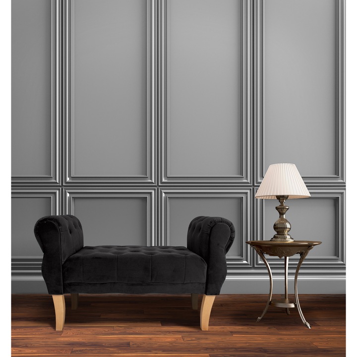 Bancheta, Bedora, Lemn/Catifea, Velvet Graphite