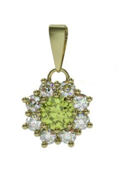 Női Medál A-B, Cirkonok, Moldavit, 925 Ezüst Sterling