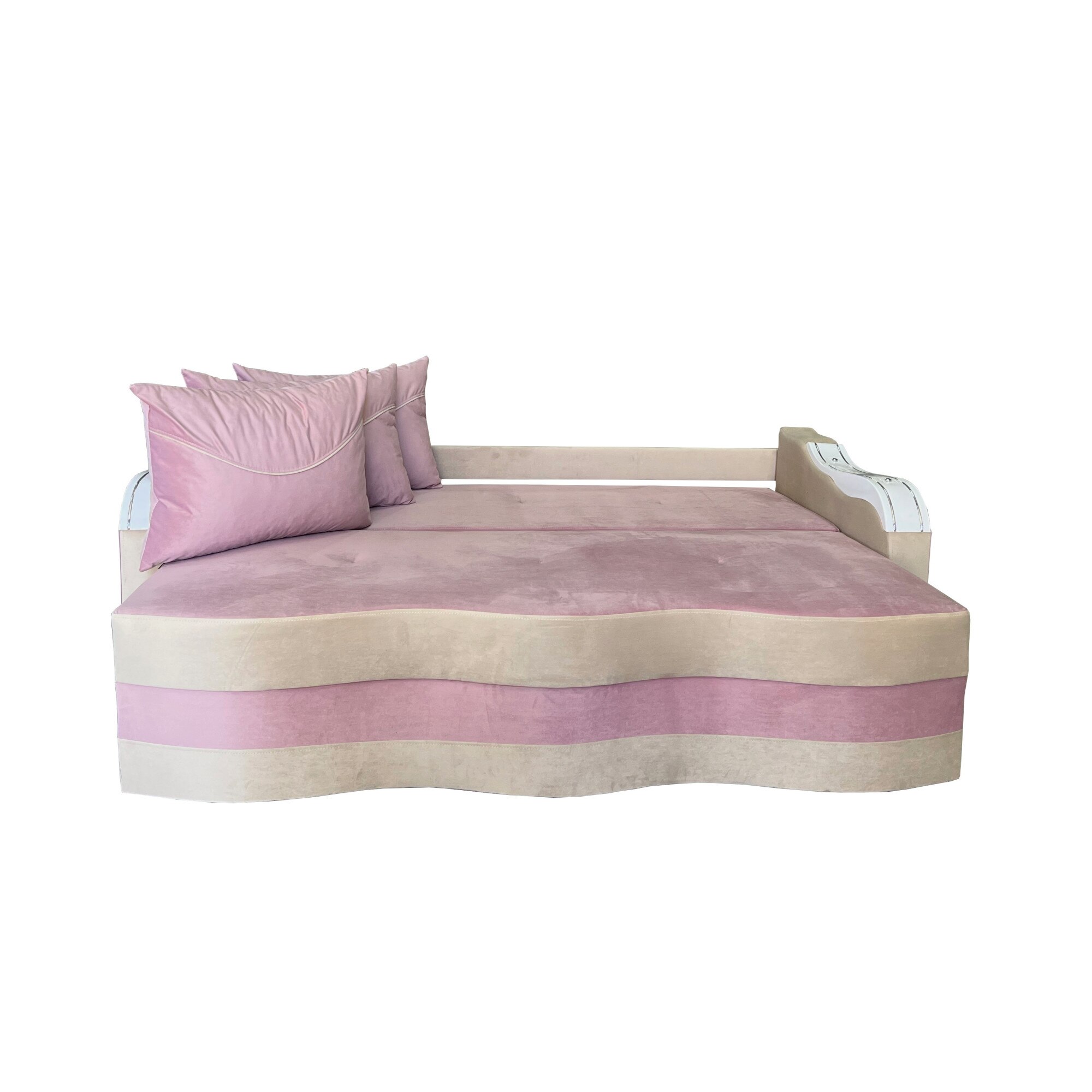 Canapea Extensibila Simona, 225x74x100 Cm, Roz, Crem - eMAG.ro