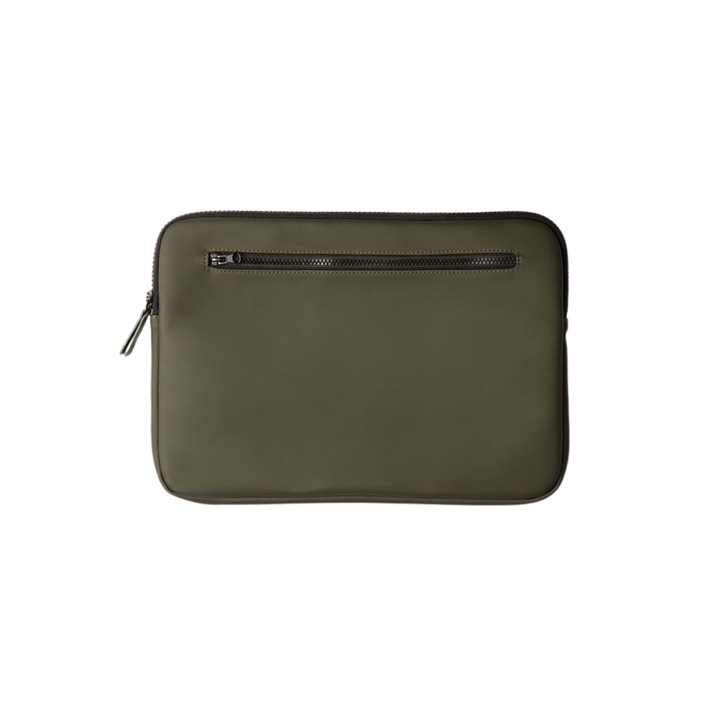 Husa Protect, Ronic, compatibila laptop Apple MacBook Air, MacBook Pro Touch Bar, 12 - 14 Inch, din poliuretan, 34 x 23.5 x 2.5 cm, kaki