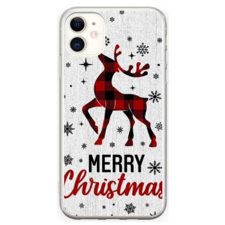 Személyre szabott HQ Print 360 fokos tok Apple iPhone 12-hez, Merry Christmas Reindeer #1 modell, többszínű, S1D1M0049