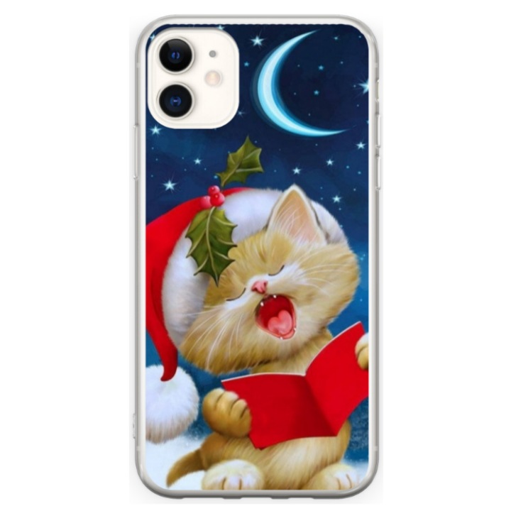 Személyre szabott HQ Print 360 fokos tok Apple iPhone 12-hez, Christmas Cat modell, sokszínű, S1D1M0048