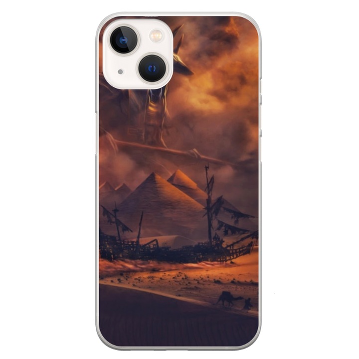 Husa personalizata HQPrint pentru Apple iPhone 13 Mini, model Anubis, multicolor, S1D1M0281