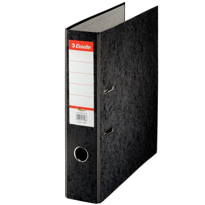 Biblioraft Esselte Rainbow, carton prespan, A4, 75 mm, negru