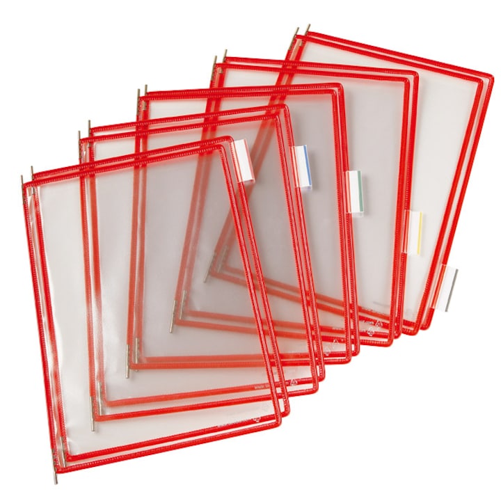 Set folie pentru sistem de prezentare A4 Tarifold, rosu, 10 bucati