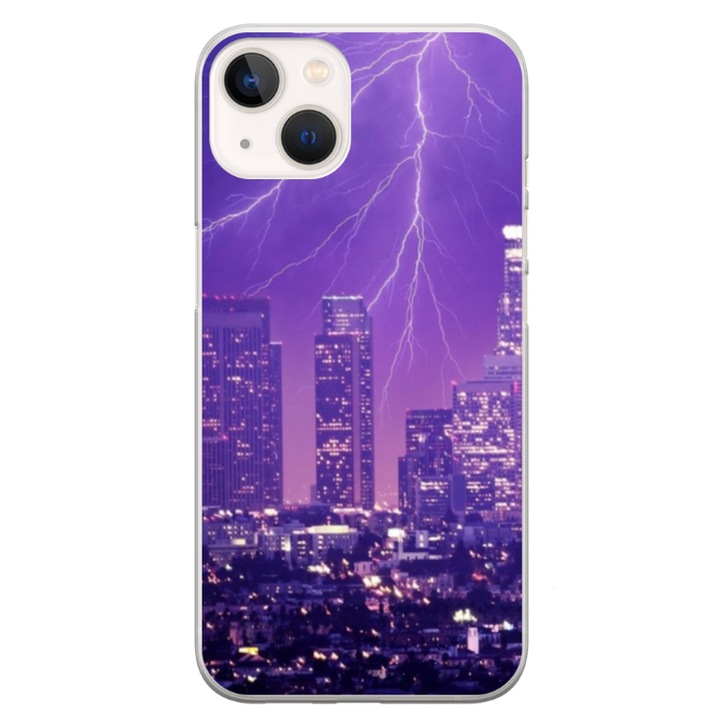 Персонализиран калъф за плуване 360 градуса за Apple iPhone 15 Plus, модел Purple Lightning, многоцветен, S1D1M0354