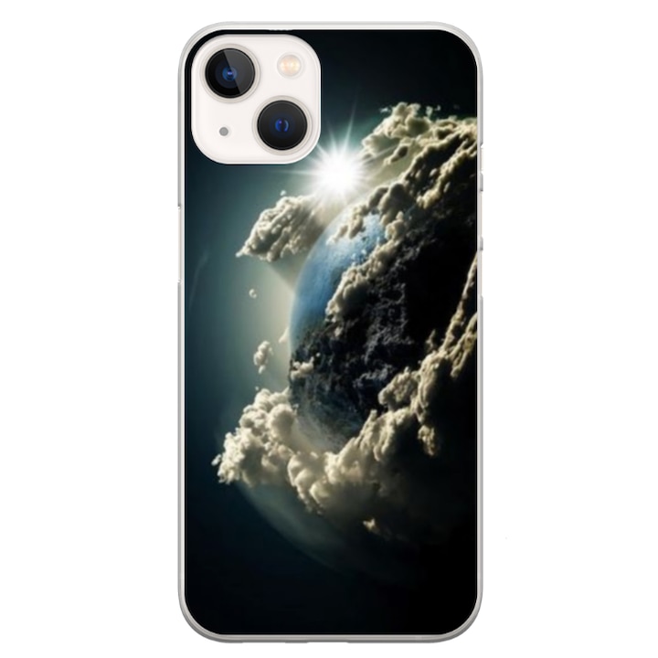 Персонализиран калъф HQPrint и силиконово фолио за Apple iPhone 13, модел Cloudy Earth, многоцветен, S1D1M0067