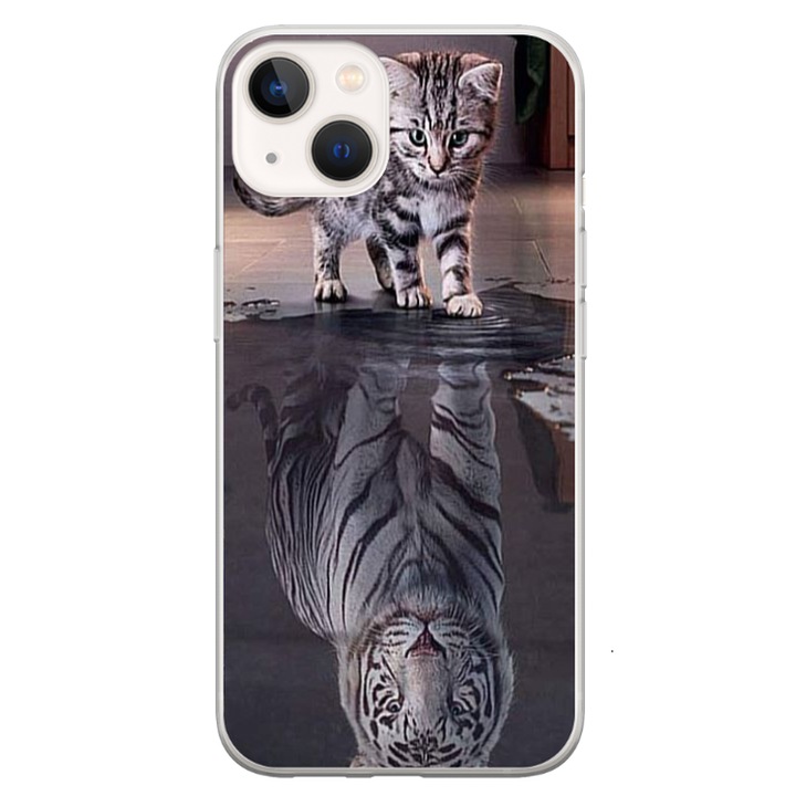 Husa personalizata HQPrint pentru Apple iPhone 13 Mini, model Tiger, multicolor, S1D1M0242