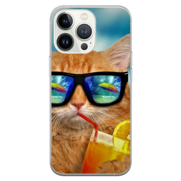 Egyedi HQ Print 360 fokos tok Apple iPhone 15 Pro készülékhez, Cool Cat modell, többszínű, S1D1M0031