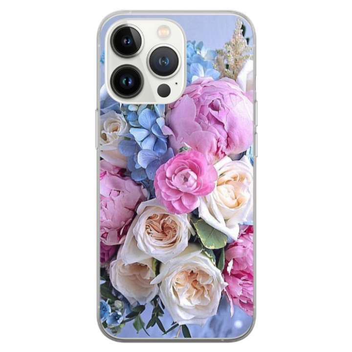 Husa personalizata HQPrint pentru Apple iPhone 13 Pro Max, model Flowers #1, multicolor, S1D1M0026