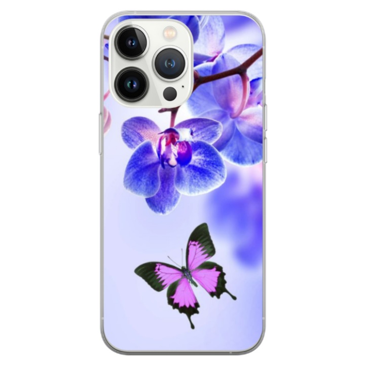 Husa personalizata Swim Case 360 de grade pentru Apple iPhone 13 Pro, model Butterfly #2, multicolor, S1D1M0029