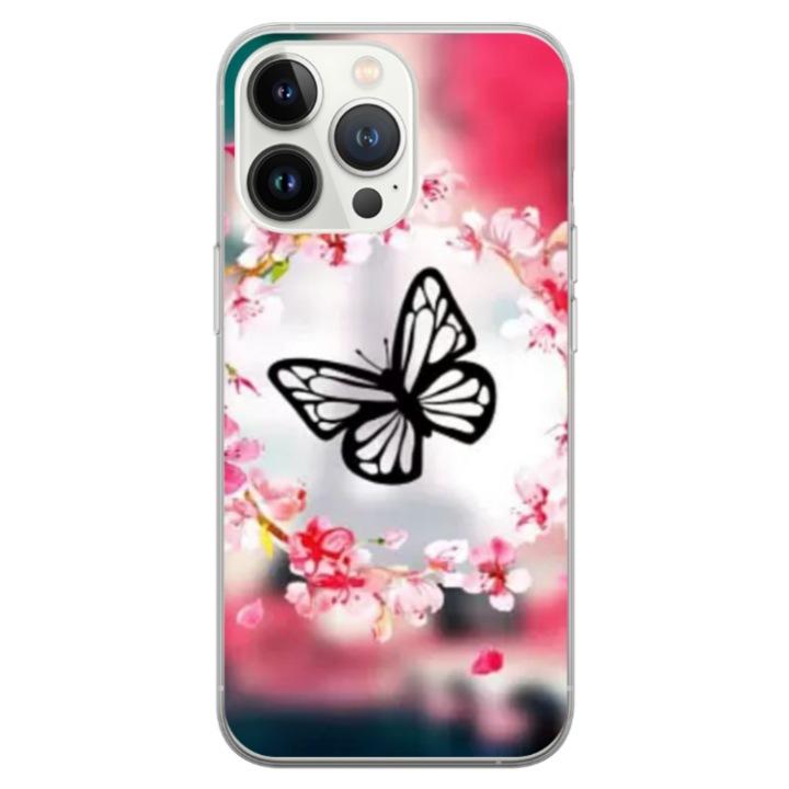 Husa personalizata HQPrint pentru Apple iPhone 13 pro, model Butterfly #8, multicolor, S1D1M0380
