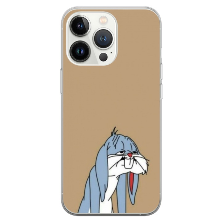 Husa personalizata HQPrint pentru Apple iPhone 14 Pro, model Tired Bunny, multicolor, S1D1M0027