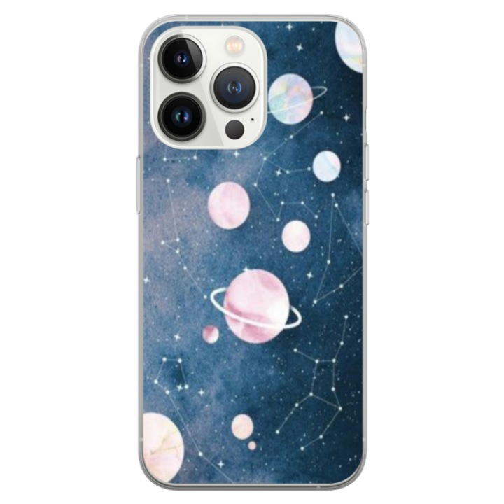 Husa personalizata HQPrint pentru Apple iPhone 13 pro, model Solar System, multicolor, S1D1M0313