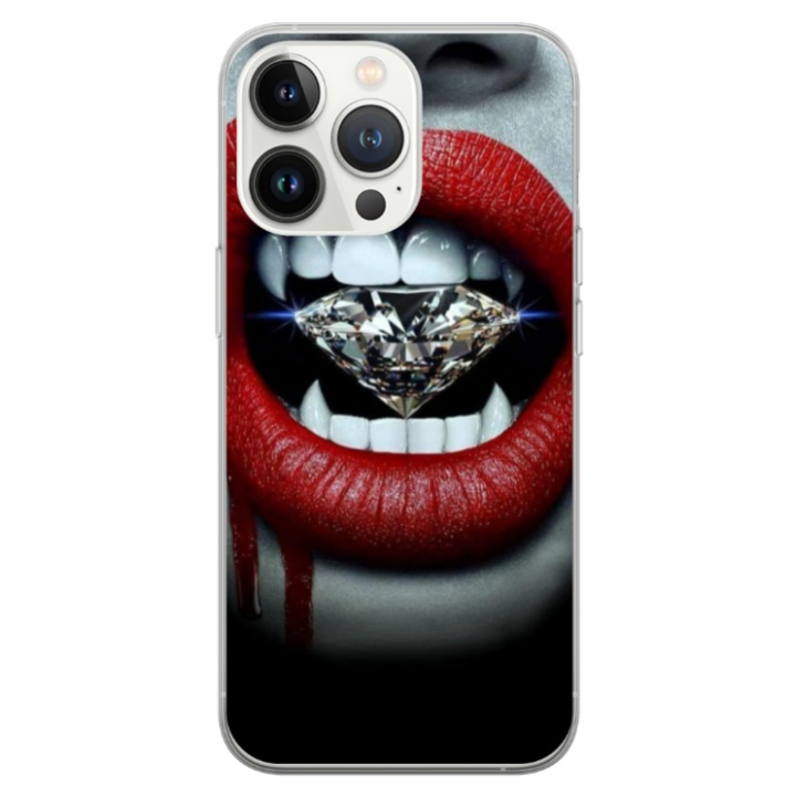 Персонализиран калъф HQPrint и силиконово фолио за Apple iPhone 14 Pro Max, модел Diamond Vampire, многоцветен, S1D1M0370