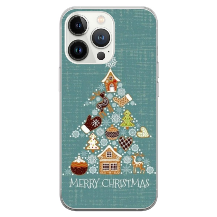 Husa personalizata HQPrint pentru Apple iPhone 13 Pro Max, model Merry Christmas #1, multicolor, S1D1M0056