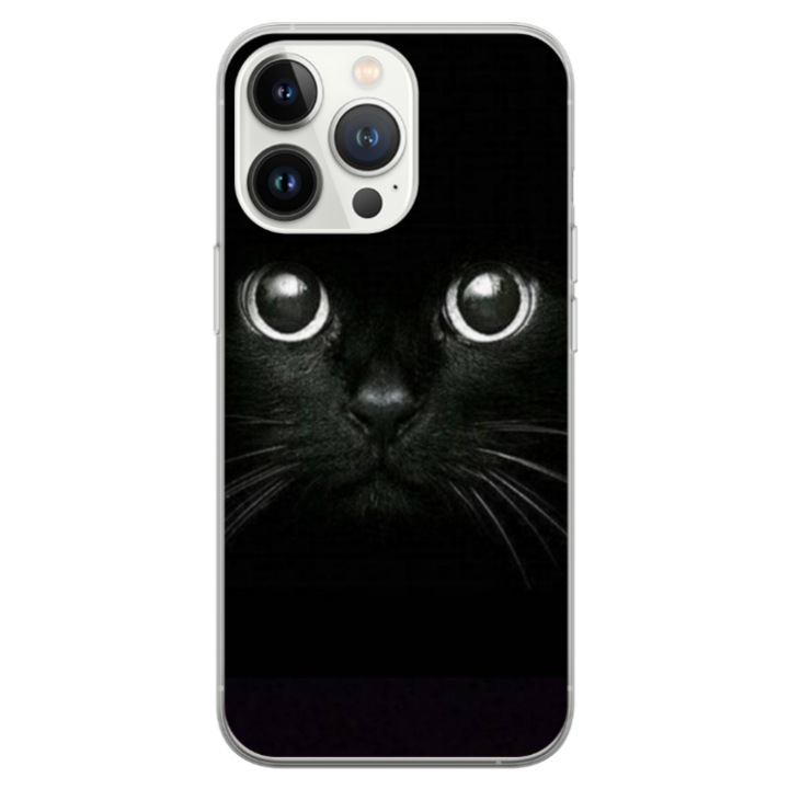 Husa personalizata HQ Print pentru Apple iPhone 15 Pro, model Black Cat #1, multicolor, S1D1M0015