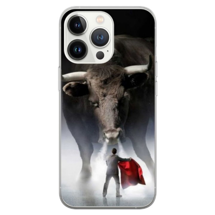 Husa personalizata HQPrint pentru Apple iPhone 13 Pro Max, model Bull, multicolor, S1D1M0205