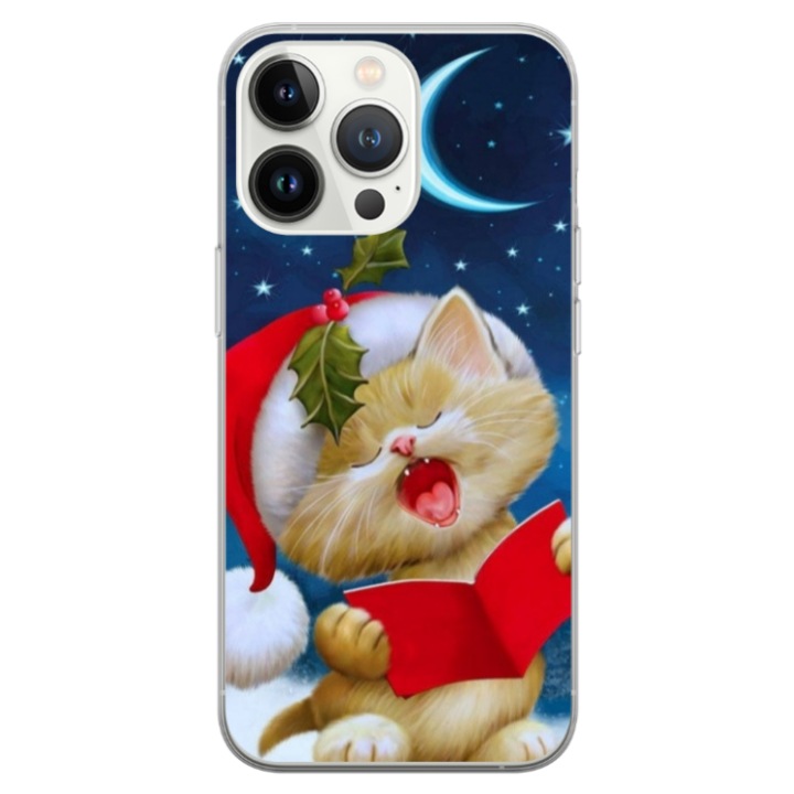 Калъф за Apple iPhone 15 Pro Max, модел Christmas Cat, многоцветен, S1D1M0048