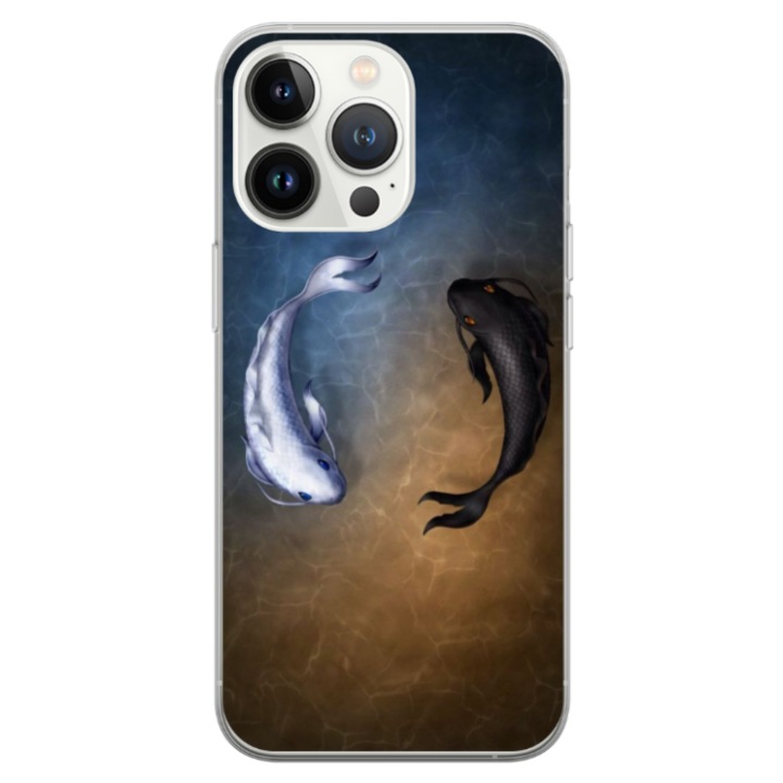 Személyre szabott HQ Print 360 fokos tok Apple iPhone 15 Pro, Ying és Yang Fish modellhez, többszínű, S1D1M0390