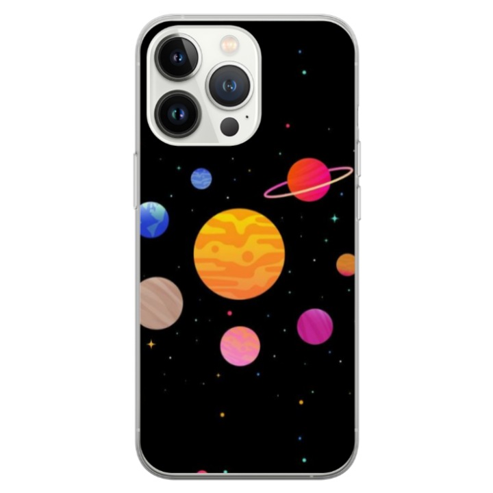 Персонализиран калъф HQPrint и силиконово фолио за Apple iPhone 13 Pro Max, модел Colorful Galaxy, многоцветен, S1D1M0283