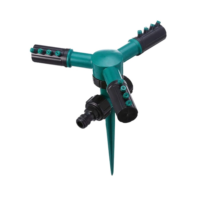 Aspersor de gazon pentru curte Cuifuli, rotativ 360 grade, 3000 m patrati, ABS, verde/negru