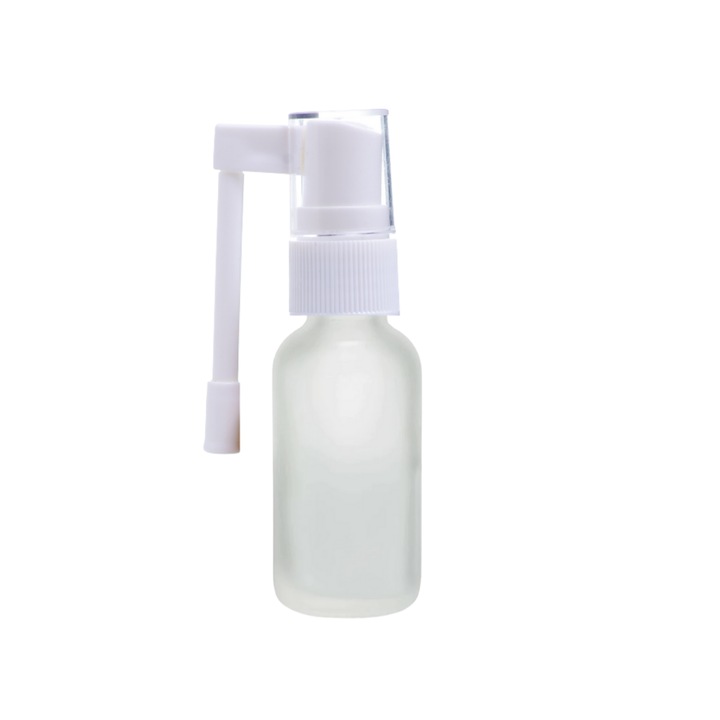 Vastag üvegtartály illóolajokhoz permetező mechanizmussal a nyakra 10 ml, matt fehér