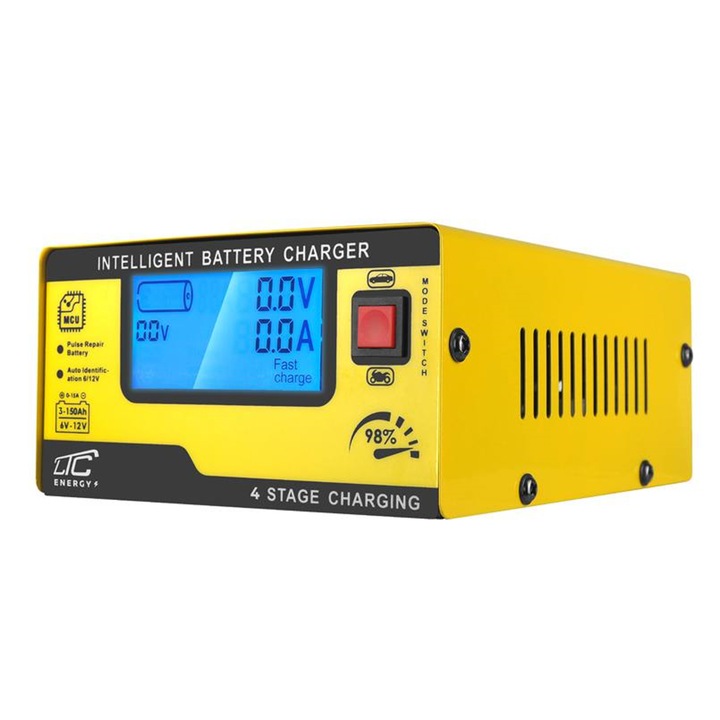 LX1202 autós egyenirányító, 6V/12V DC, 3Ah - 150Ah, LCD kijelző