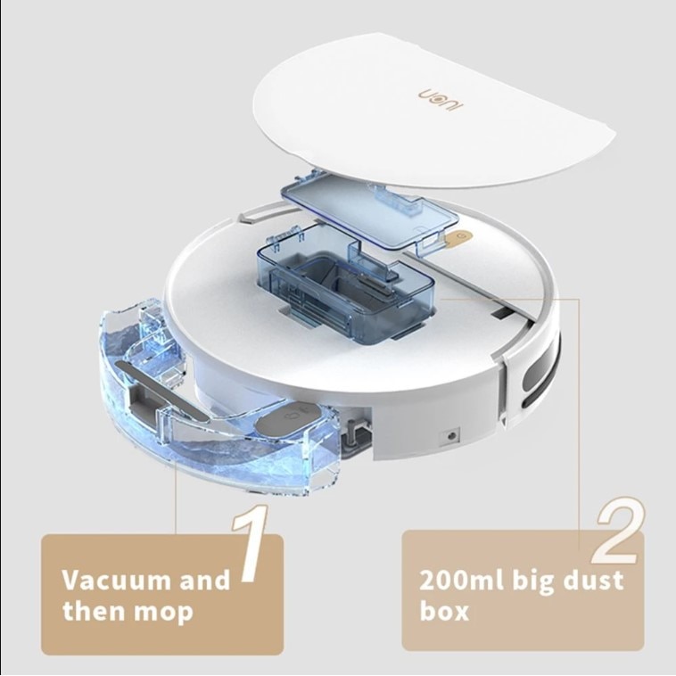 Robot de aspirare Uoni S2, 28W, WiFi App, 100 min, Slim vacuum cleaner, Silentios, Alb