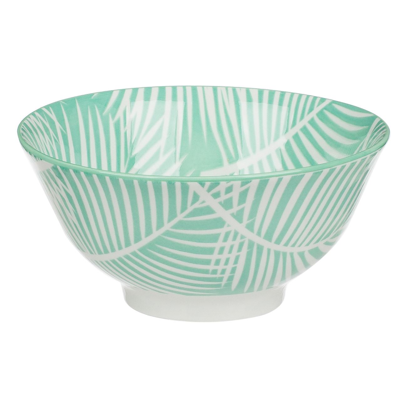 IVOKID Bol de porțelan Frunze Tropicale Verde Albe, 690 ml