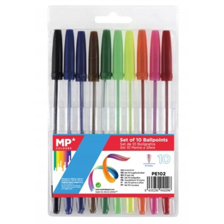 Set 10 pixuri cu Bila, MP, PE 102, Multicolor