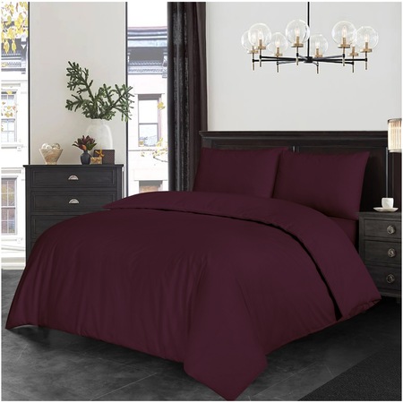 Lenjerie de pat Kring, pentru 2 persoane, 3 piese ( husa pilota + 2 fete de perna), bumbac 100%, 132TC, Burgundy
