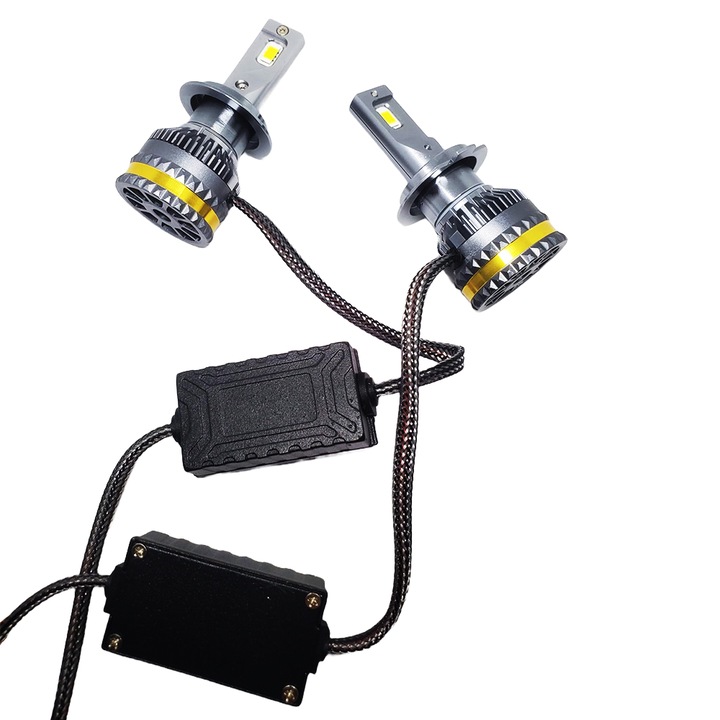 Set 2 becuri auto DOMDRIVE® soclu H7, 100W, 15000 Lumeni, Lumina alba 6000k, Tensiune 9-30V, Canbus, PHILIPSCSP