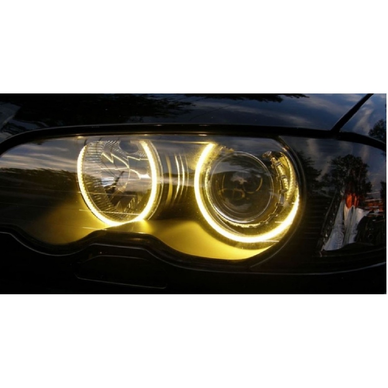 Kit 4 inele Angel Eyes CCFL culoare Galben OEM pentru BMW E90 2x106mm si  2x131.5mm 