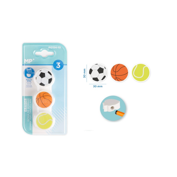 Set 3 Radiere pentru baieti, Hedo, Cauciuc, 30 x 30 mm, Alb