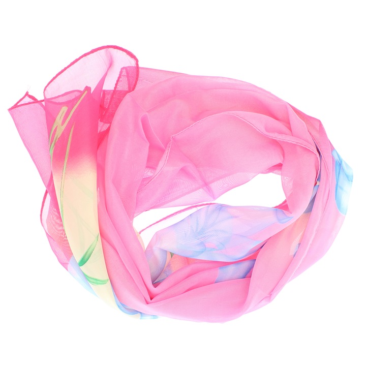 Esarfa, de dama, Buticcochet, din poliester, imprimeu floral, 50x150 cm, Roz - ES1984