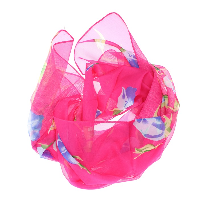 Esarfa, de dama, Buticcochet, din poliester, imprimeu floral, 50x150 cm, Fucsia - ES1985
