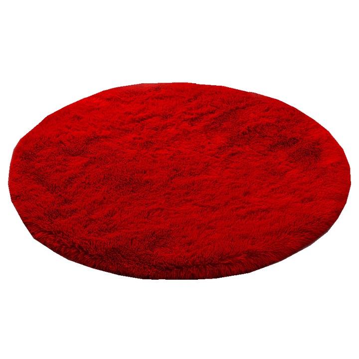 Кръгъл килим Shaggy Strado, 150x150 см, Червен