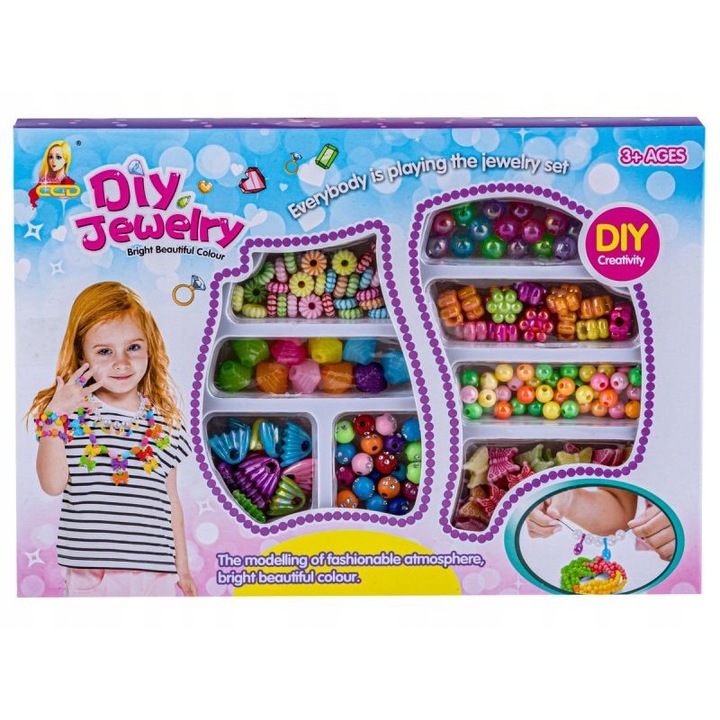 Set creativ bijuterii copii, DK, Fete, Multicolor, 3+