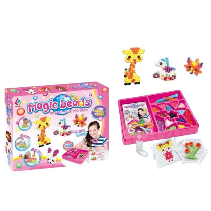 Set 1400 margele de calcat cu accesorii, DK, Plastic, Multicolor