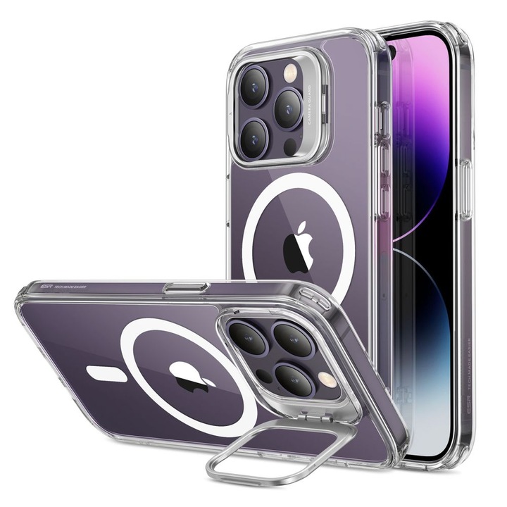 Защитен калъф за телефон ESR Classic Kickstand HaloLock, функция Stand, съвместим с Apple iPhone 14 Pro, прозрачен