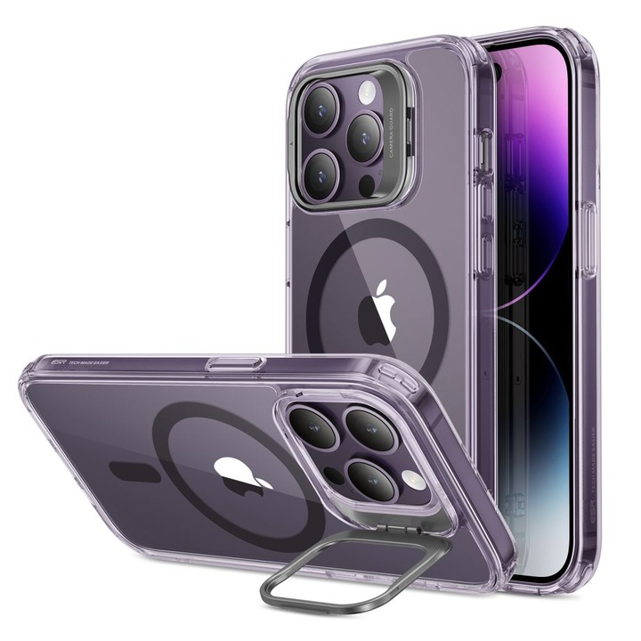 Калъф за iPhone 14 Pro, ESR Classic Kickstand HaloLock, Clear Purple