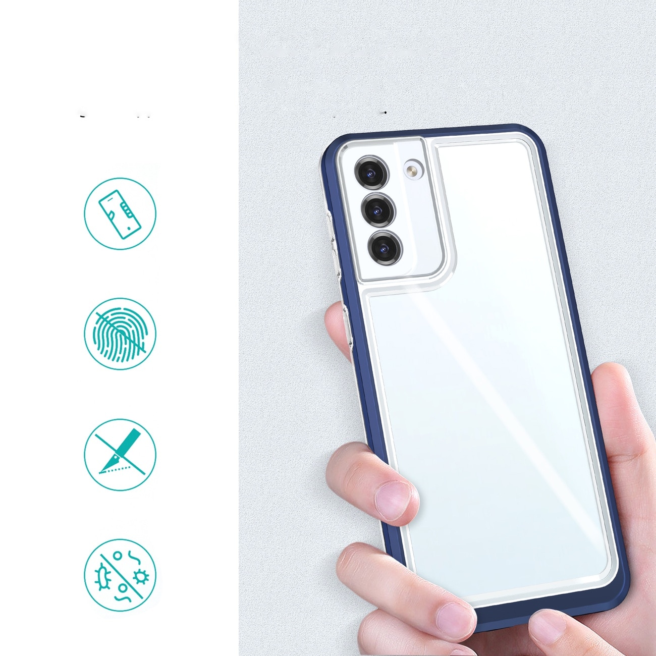 Carcasa Clear 3 in 1 compatibila cu Samsung Galaxy S23 Blue