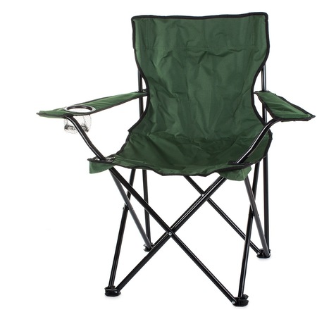 Scaun Pliabil Pescuit, Camping, Gradina, Husa Transport, Suport de Pahar, Stabil, Usor de Montat, Compact, Dimensiuni 80x48x82 cm, Verde