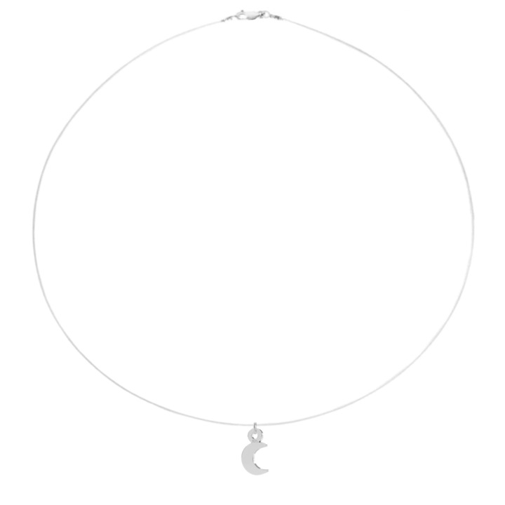 Colier fir transparent cu pandantiv Semiluna din Argint 925, reglabil 38-41 cm