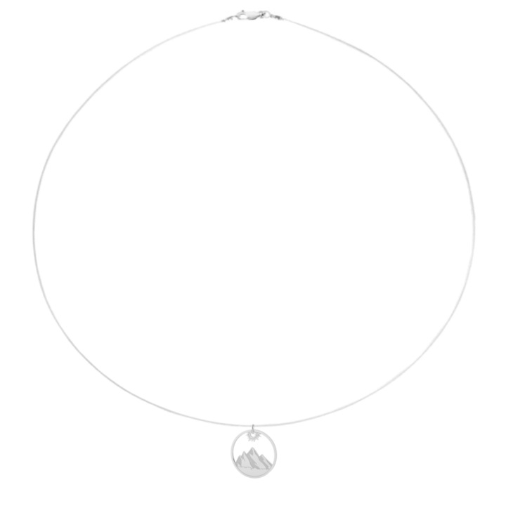 Colier fir transparent cu pandantiv Munte din Argint 925, reglabil 38-41 cm