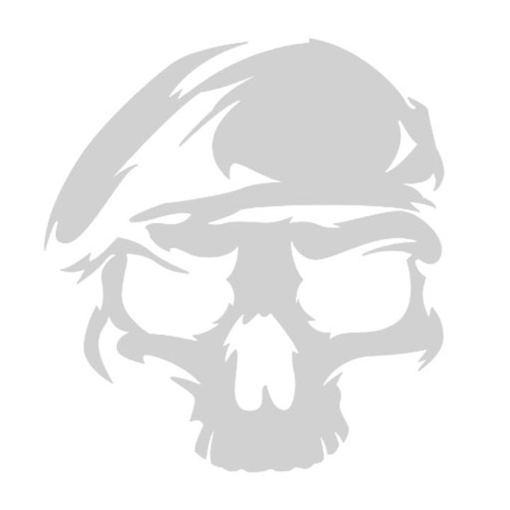 Sticker decorativ auto, army skull, 14x15cm, alb